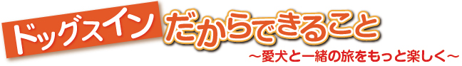 ドッグスインだからできること,～愛犬と一緒の旅をもっと楽しく～